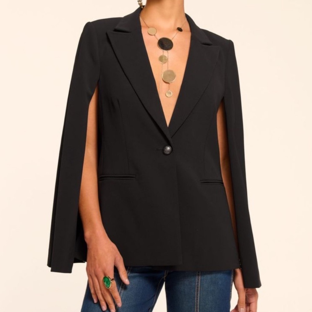 Ramy Brook Lucinda Tailored Cape Blazer Jacket Black Size 0 Corpcore Work Office